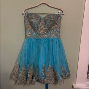 Hannah S Blue and Gold Formal Dress